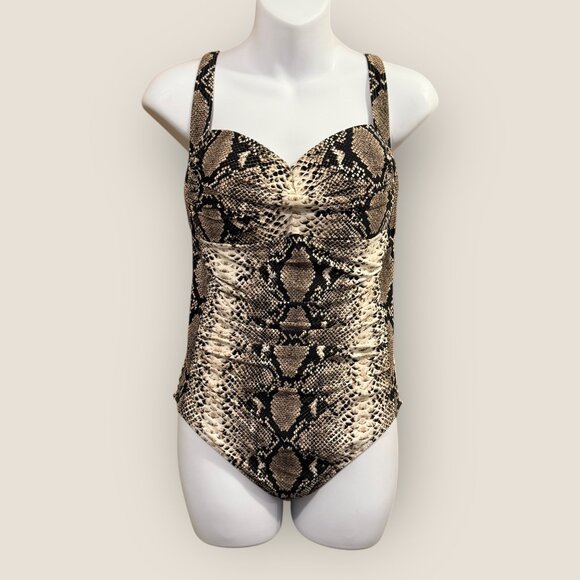 Bond-Eye Australia Snake Print One-Piece Swimsuit US Sz 8 D/DD Bust Support Swim - Picture 1 of 7